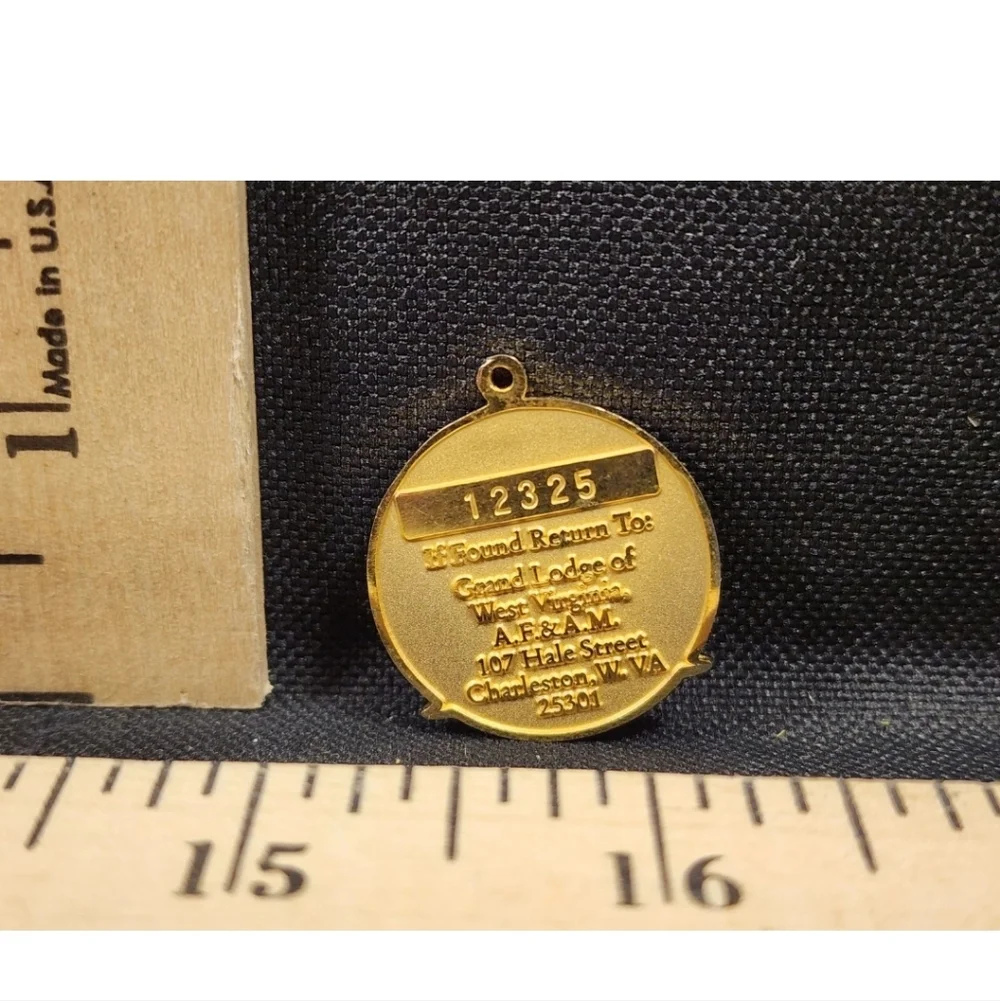 Vintage Masonic Mason Keychain Return Tag Charleston Wv
